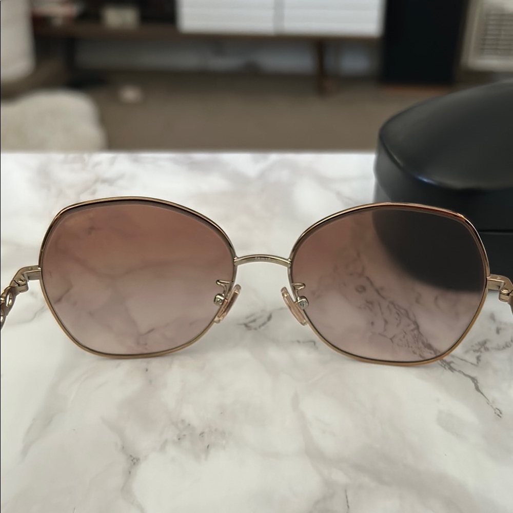 Coach Brown Oval Sunglasses with Gradient Lenses - Picture 5 of 6